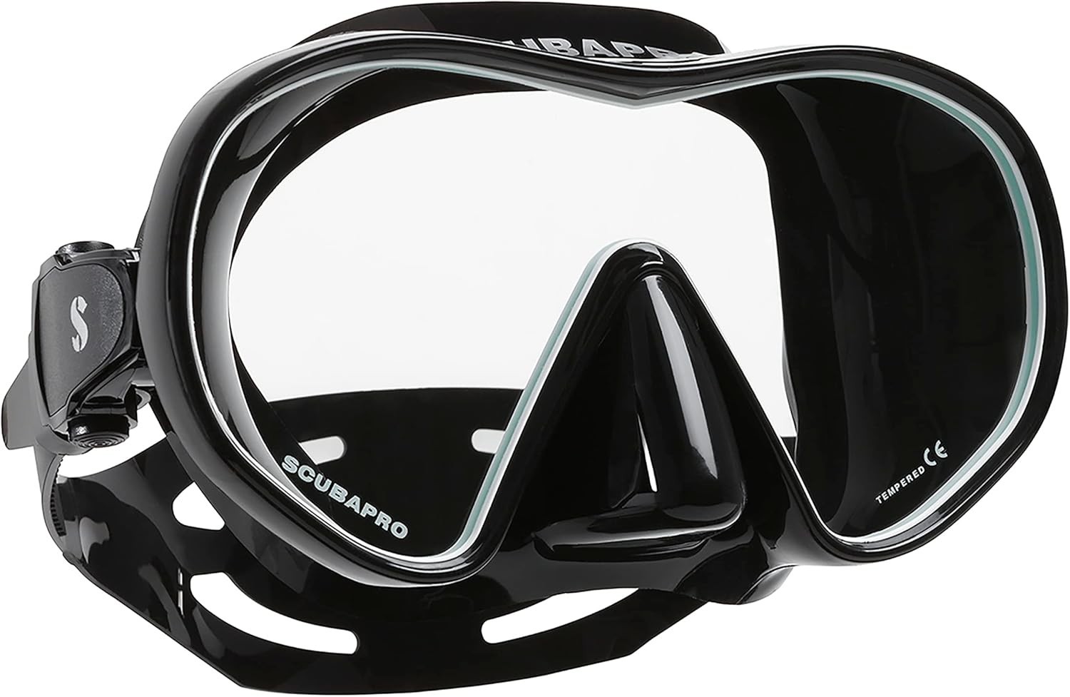 Scubapro Solo Single Lens Scuba Dive Mask Black Frameless Tempered Glass