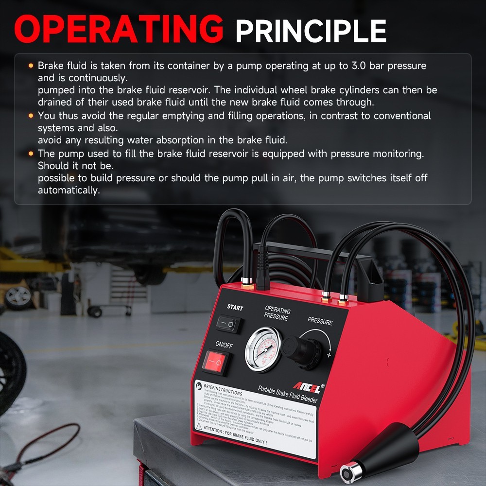 ANCEL BR2000 Electric Brake Fluid Bleeding Exchange Machine Adjustable Pressure