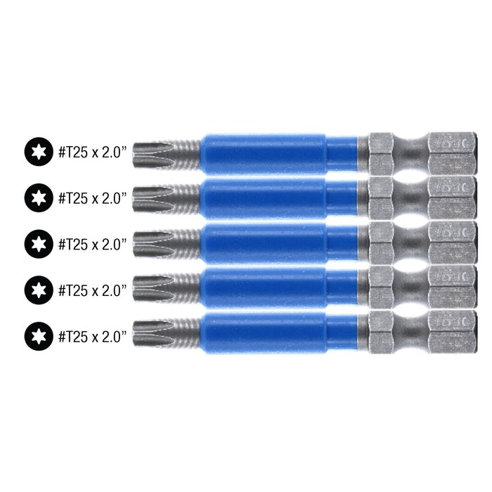 Wiha 5-Pack 2" TerminatorBlue Impact Bit Torx T25 (70277)
