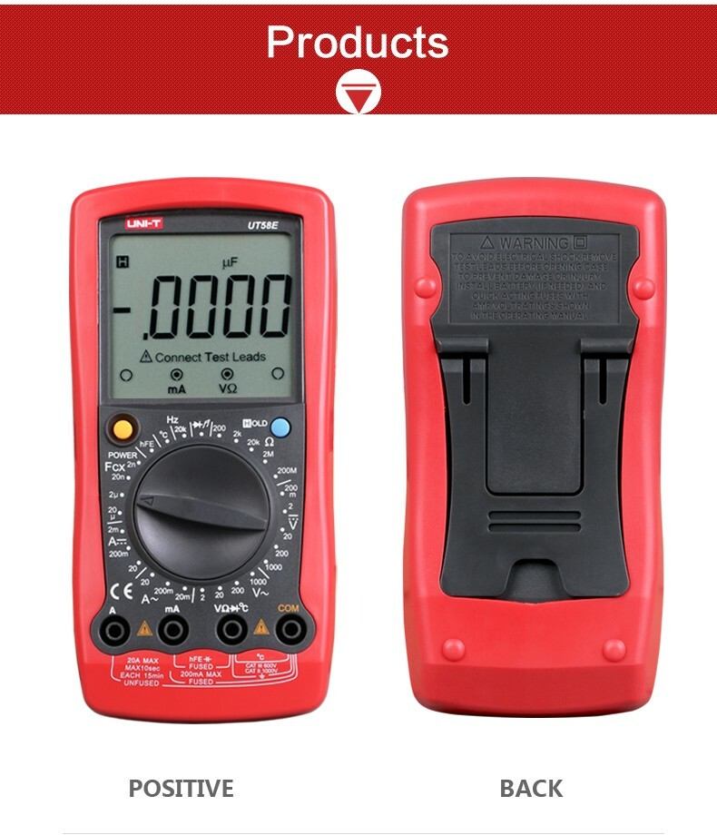 UNI-T UT58E Large LCD Multimeter 20000Bits AC/DC Meter Diode Transistor Tester
