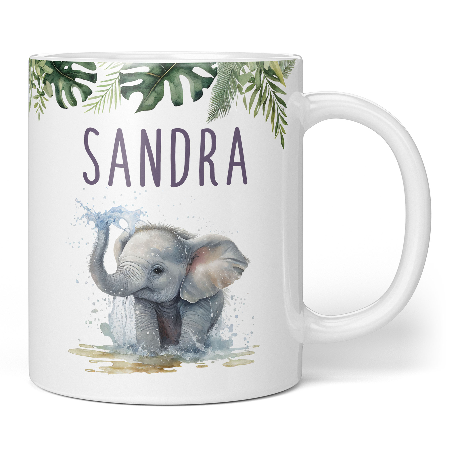 Elephant Mug - Personalized Gift, Cute Safari Animal Custom Name Coffee Cup