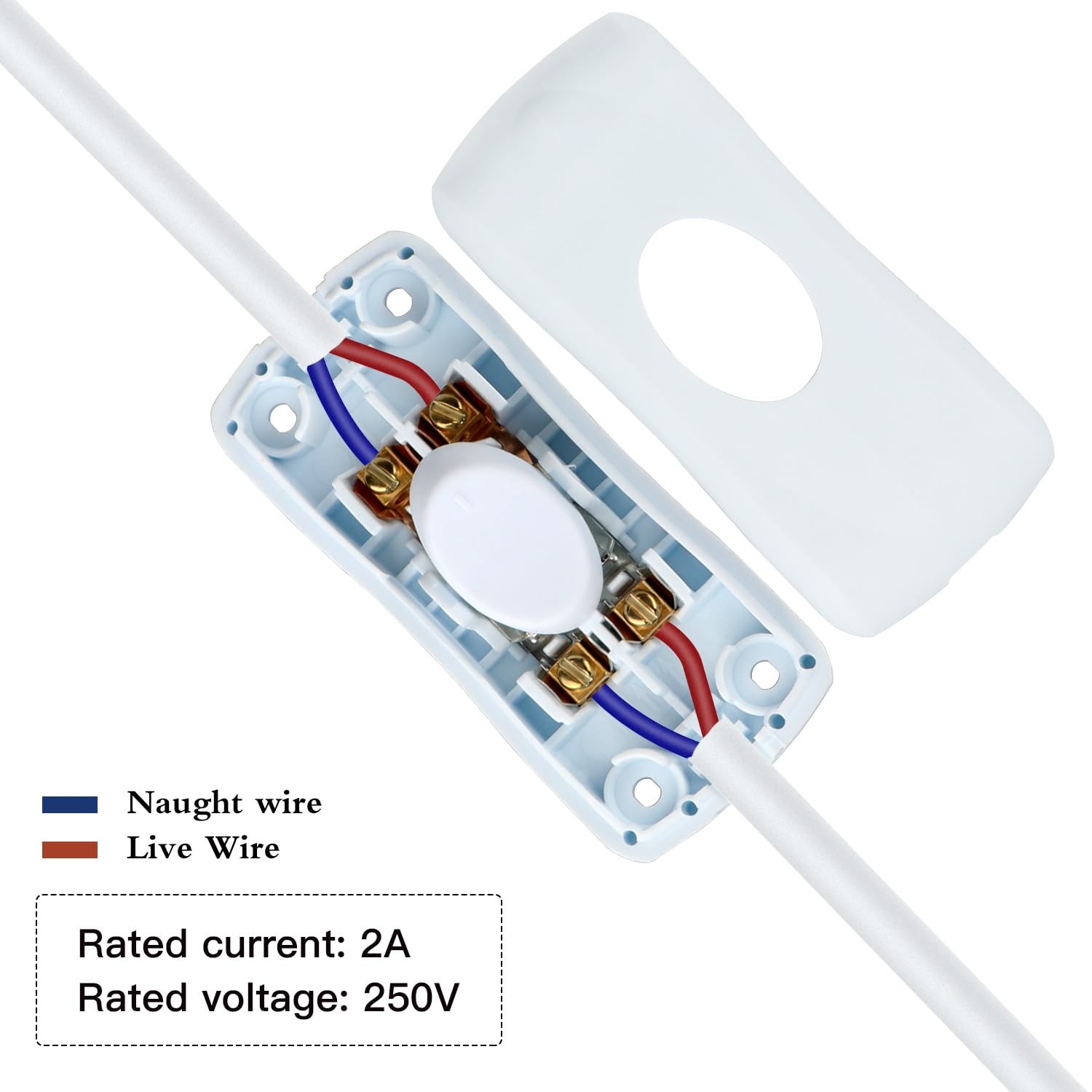 Helunsi 2 Pcs Inline Switch, Cord Appliance White 2 Regular,