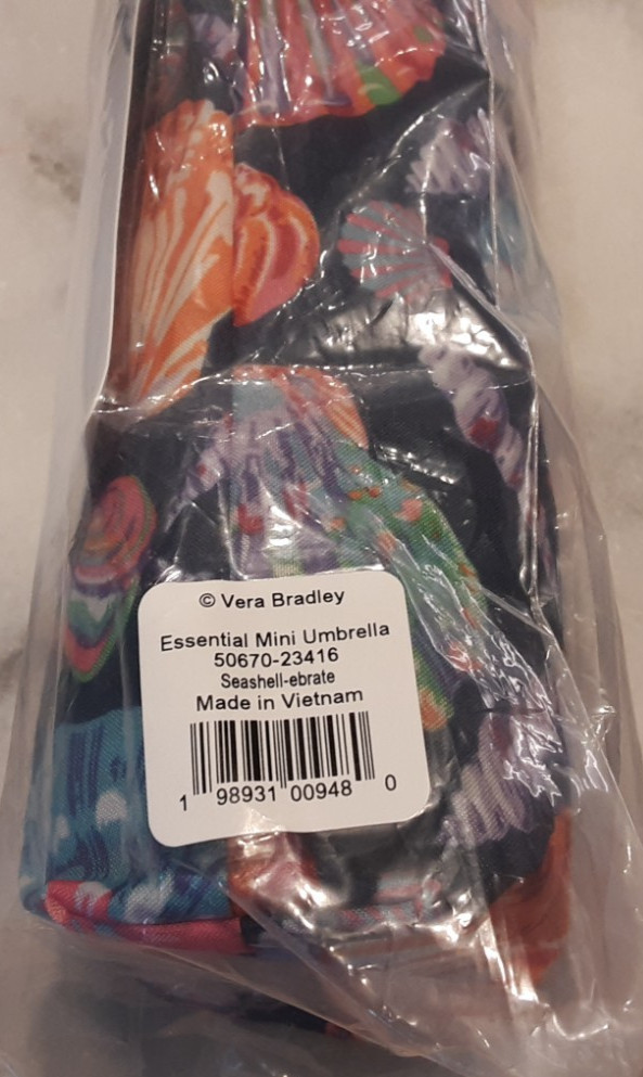 NWT Vera Bradley Essential Mini Umbrella Seashell-ebrate MSRP $39.00