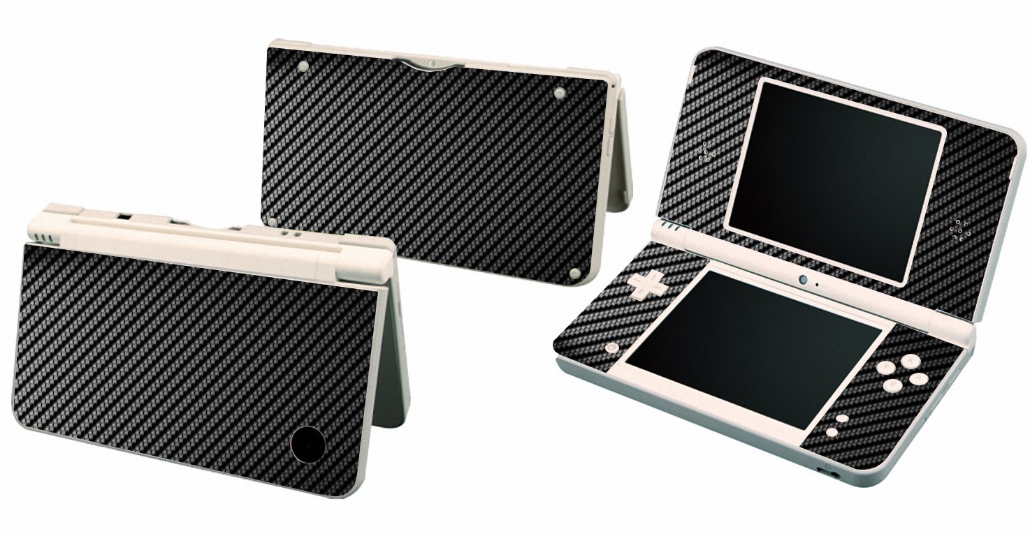 Black Carbon Fiber Vinyl Decal Cover Skin Sticker for Nintendo DSi NDSi XL LL