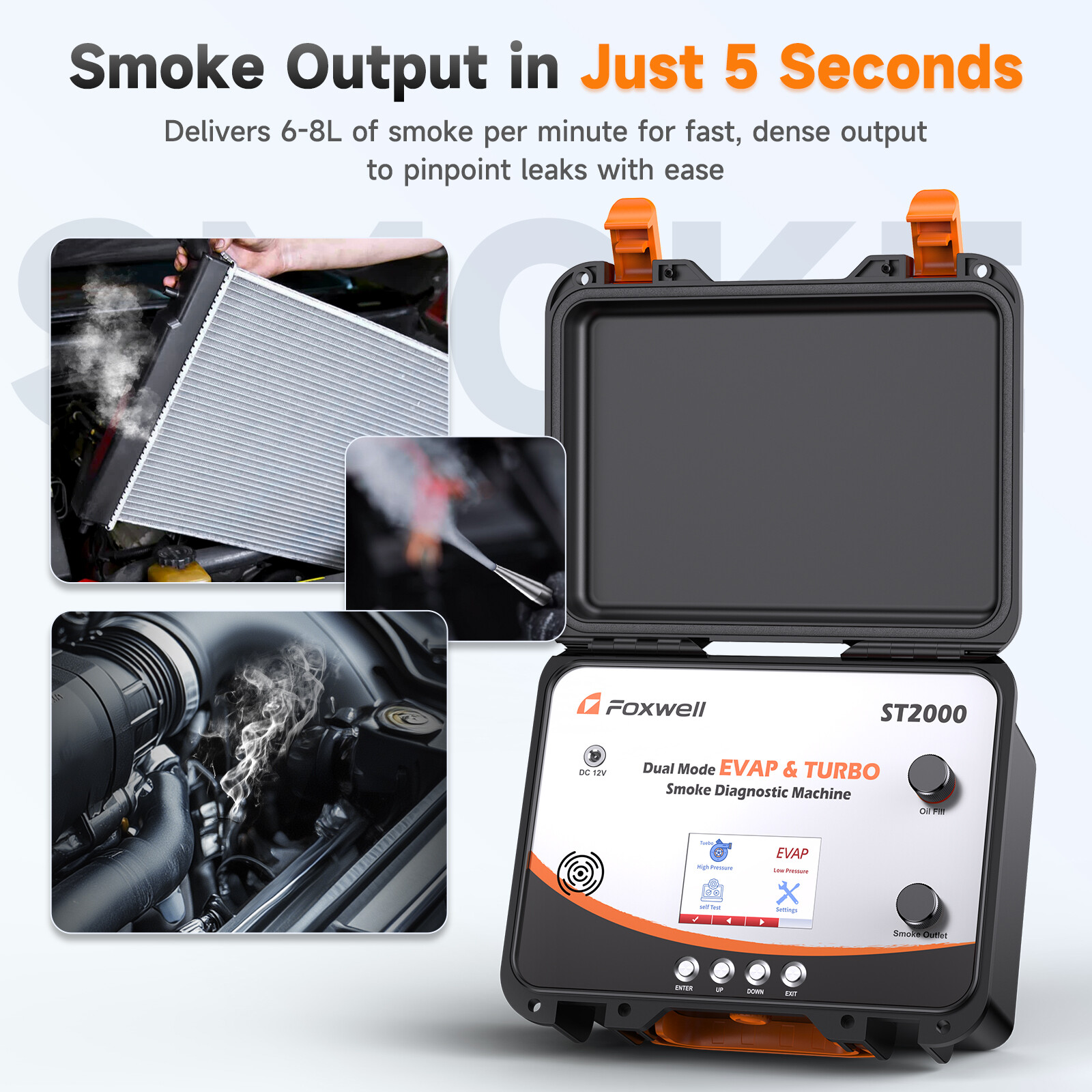 Dual Mode Smoke Machine FOXWELL ST2000 for EVAP & Turbo Diagnostics
