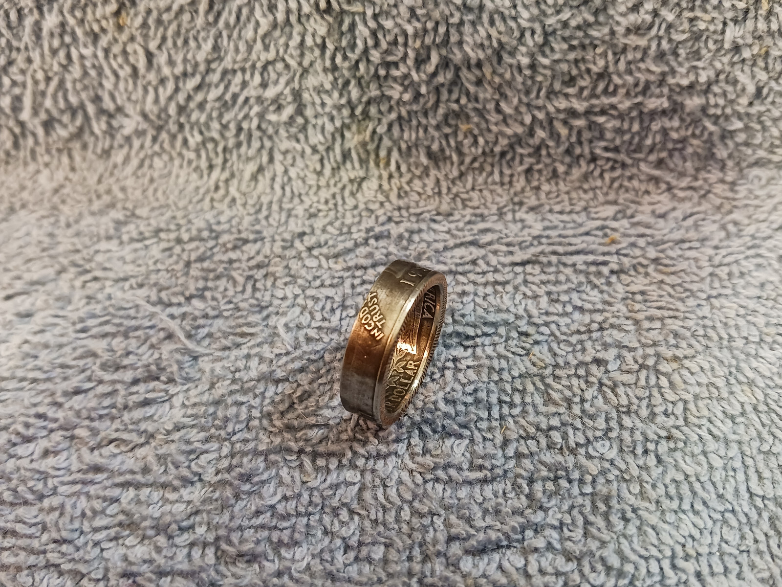 1985 Washington Quarters, coin ring, size 7