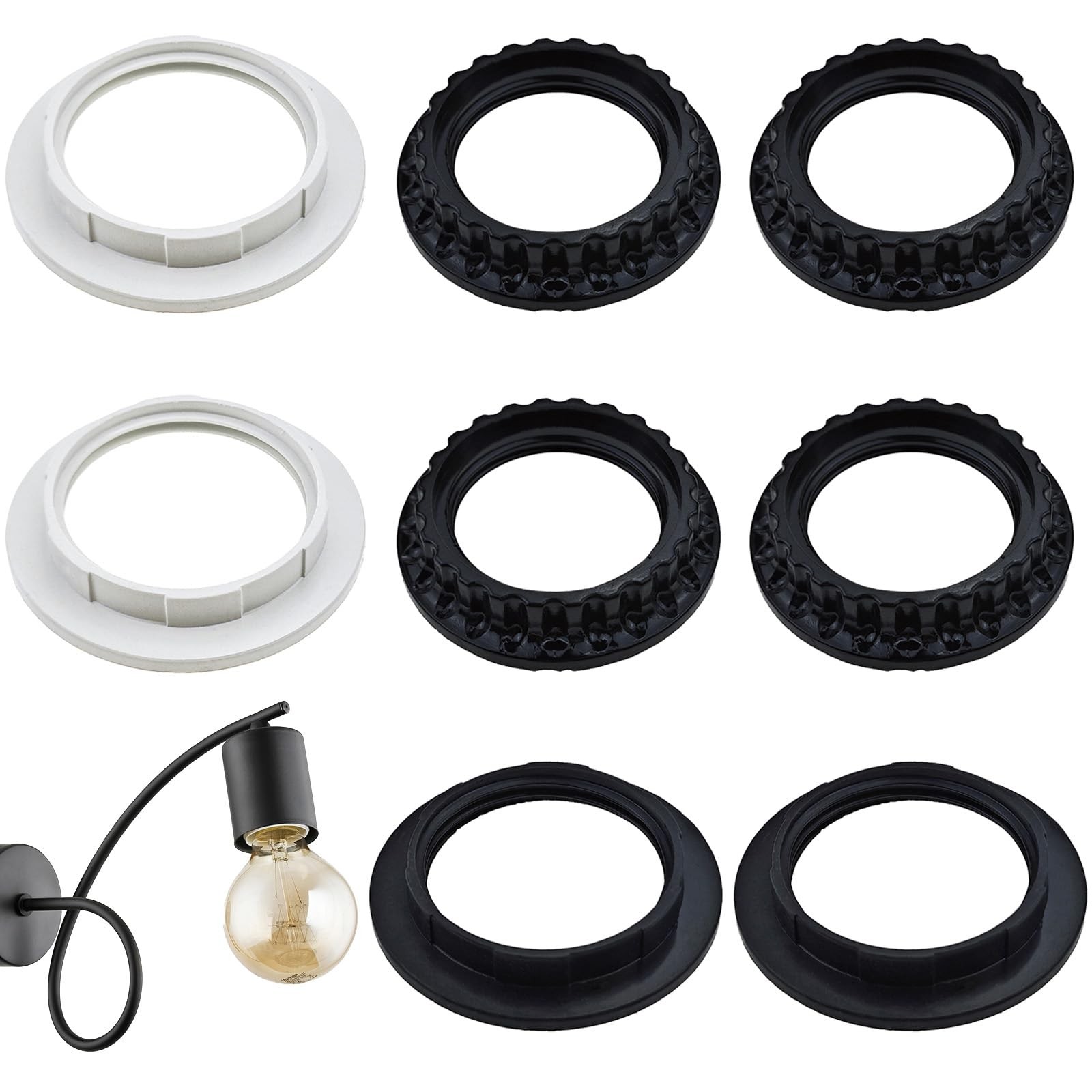 8 Pack Light Socket Shade Ring, Lamp Shade Adapter Ring, Retaining Rings for ...