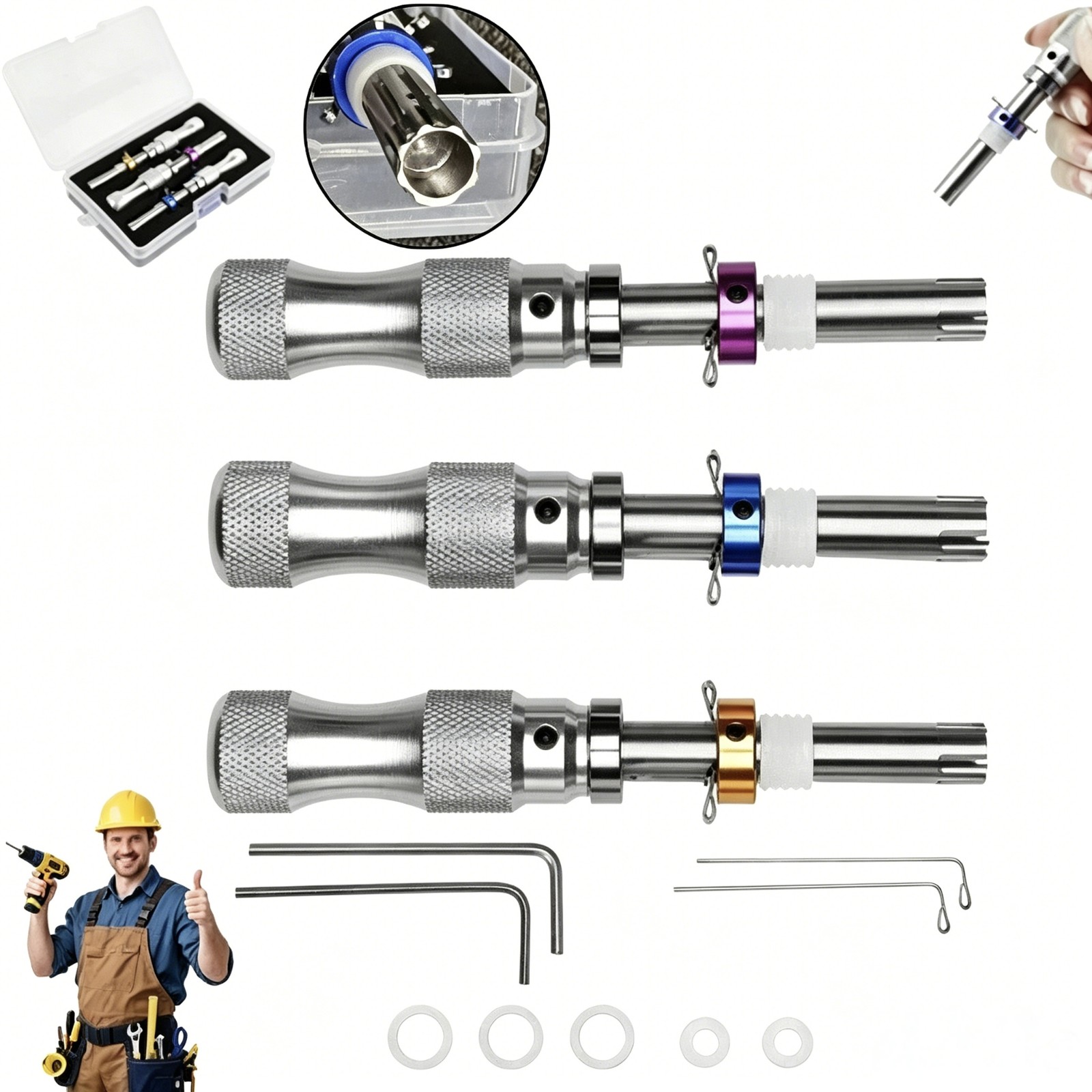 3PC 7 Pin Advanced Tubular Lock Tool Set For Padlock Hook Tool Seal Pick Puller