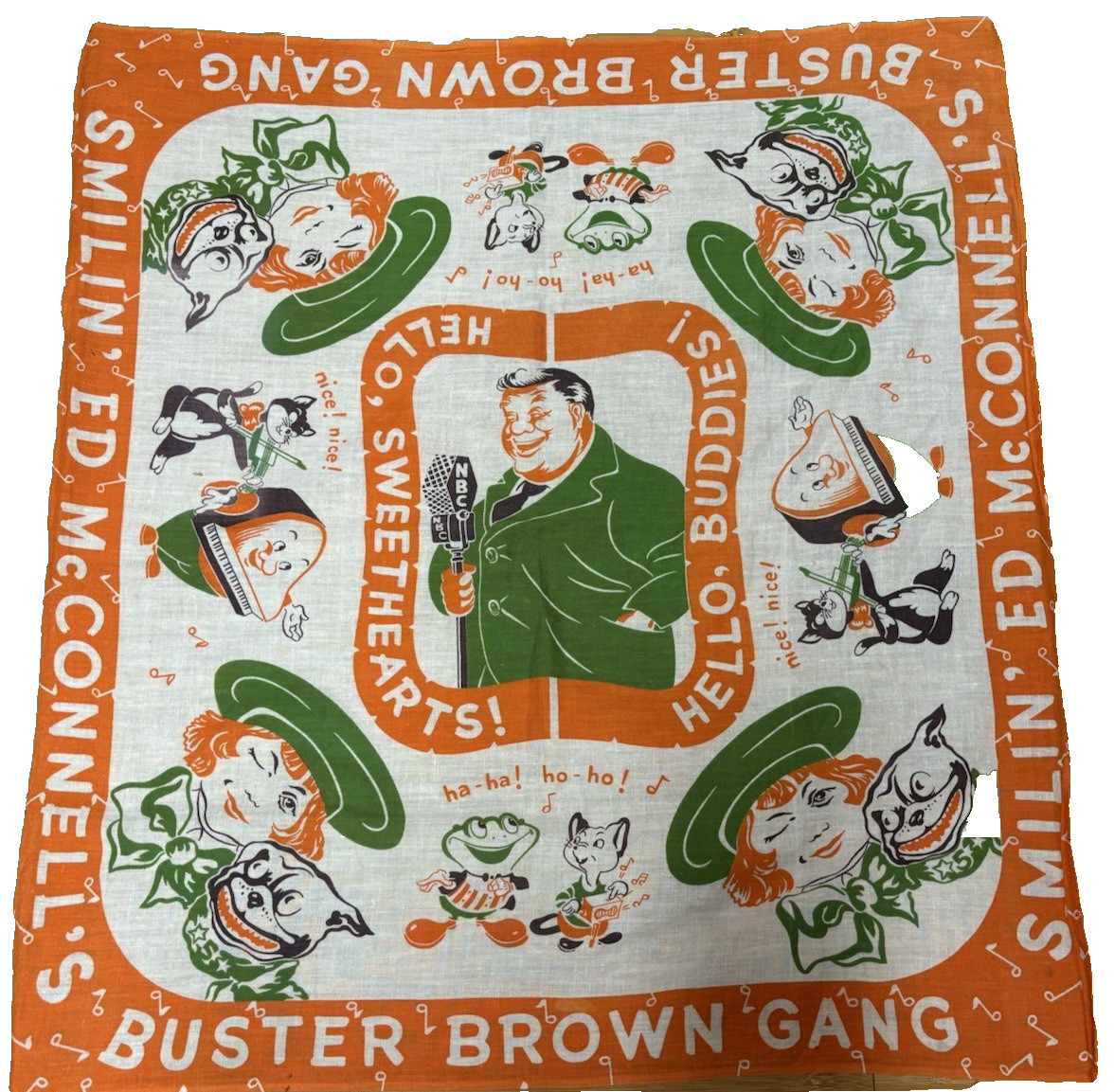 Vintage Buster Brown, Smilin’ Ed McConnells Gang NBC Handkerchief Head Scarf