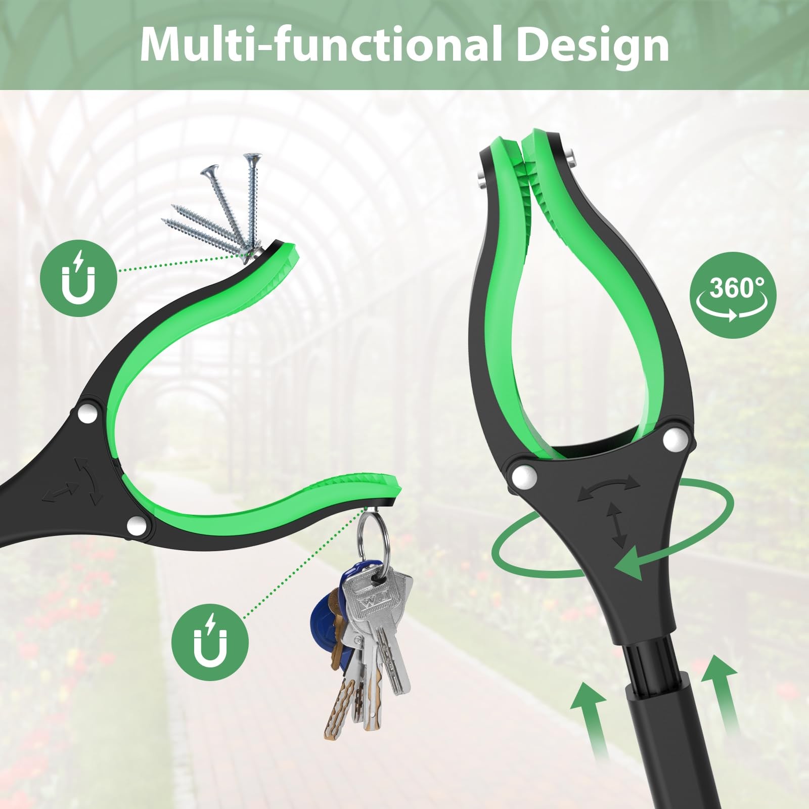 52" Extra Long Grabber Tool, Foldable Trash Picker with Magnetic Jaw