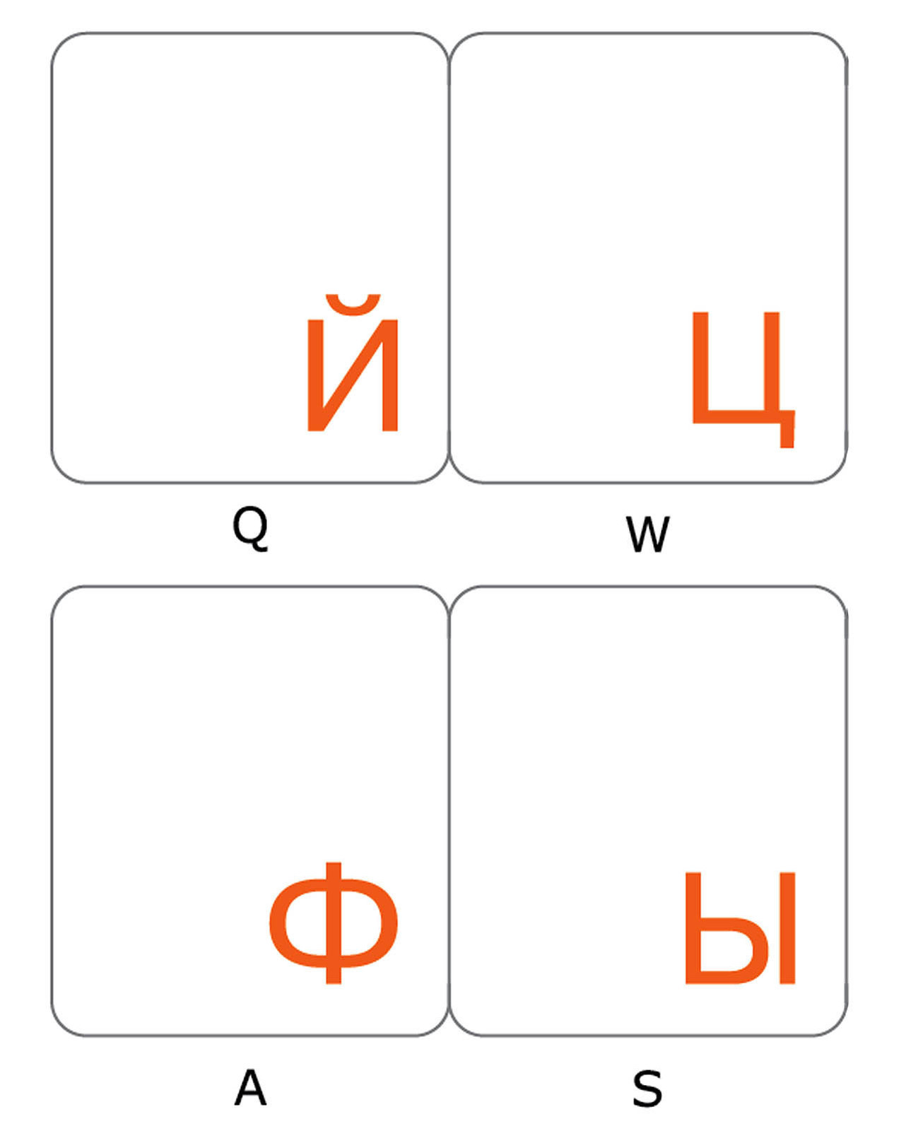 RUSSIAN KEYBOARD STICKER TRANSPARENT ORANGE LETTERS CYRILLIC FOR COMPUTER