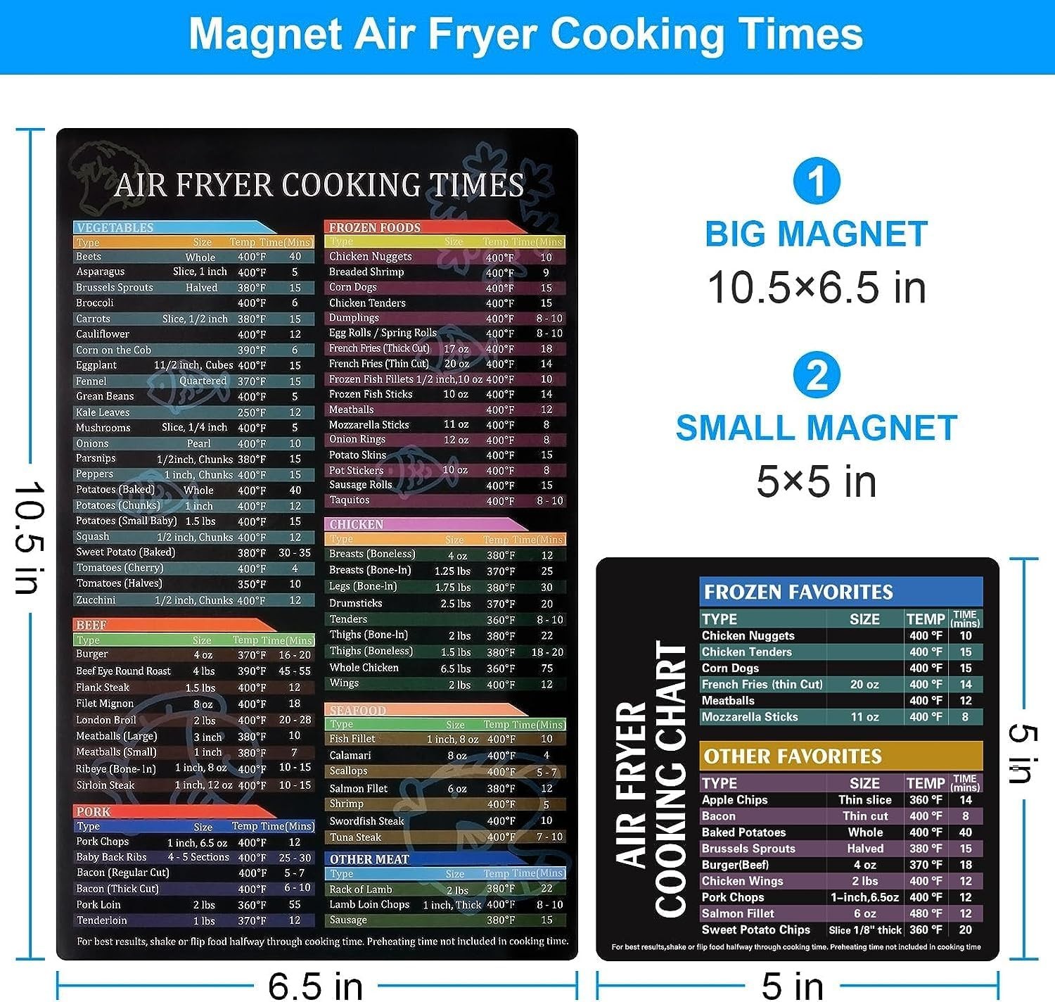 Air Fryer Cheat Sheet Magnetic Cooking Times Chart Magnet Cheat...