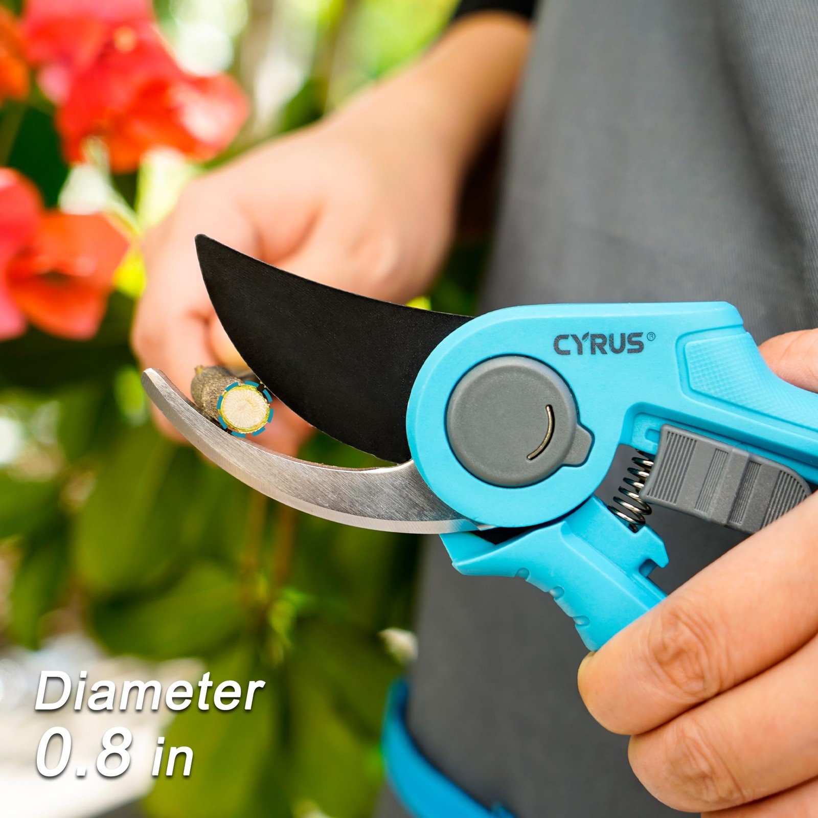 CYRUS 8 Inch Pruning Shears, Professional Garden Shears with 30*25*3cm, Blue