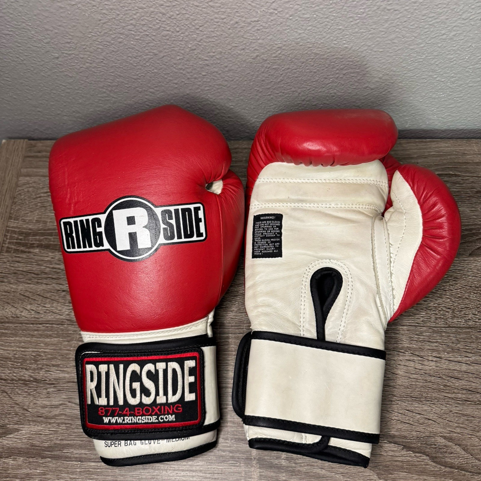 Ringside Super Bag Glove Medium Red White Hook And Loop Boxing Training