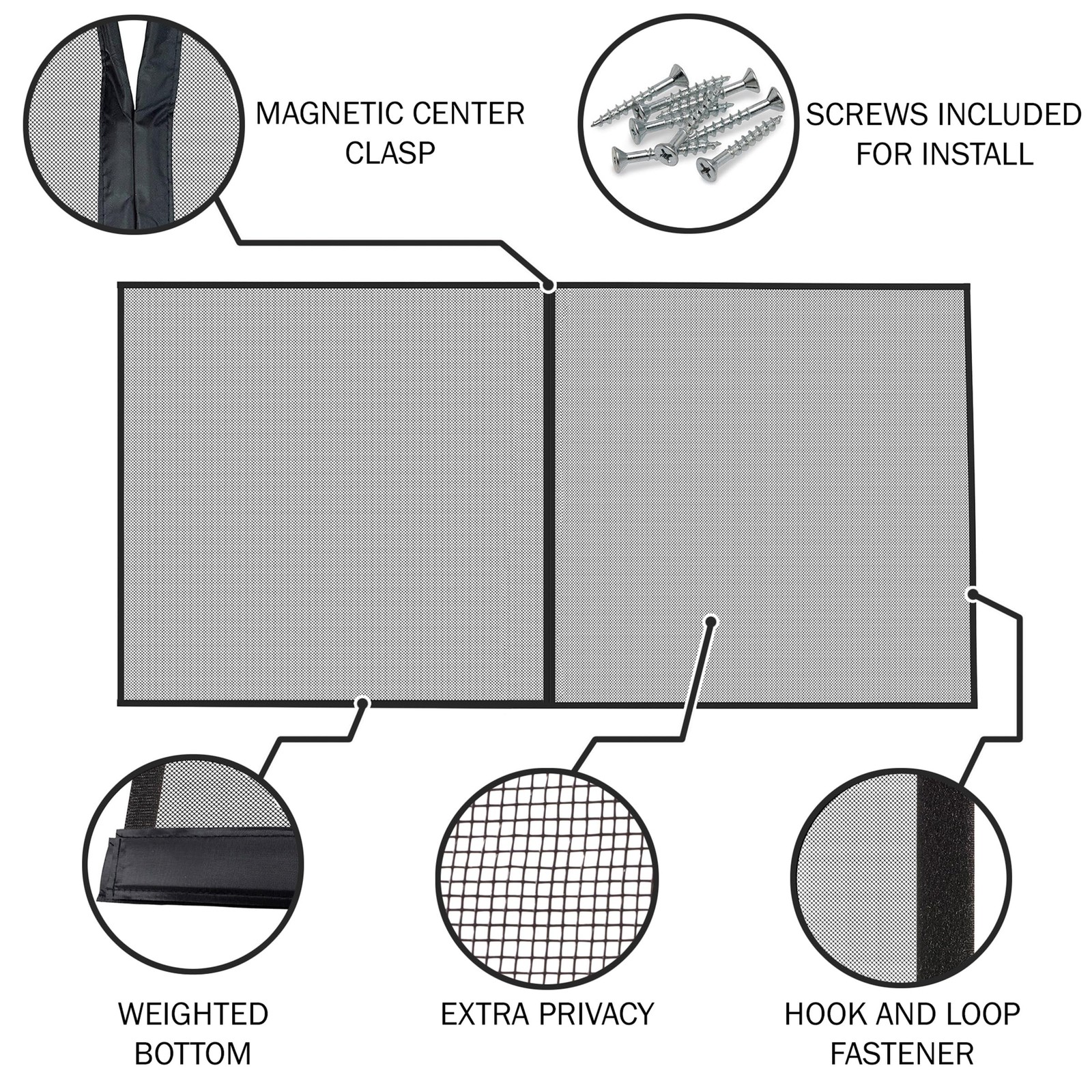 Magnetic Garage Screen Door HeavyDuty Fiberglass Mesh Insect and Bug Net Enc...