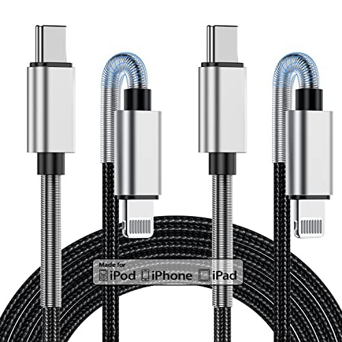 2Pack 10ft iPhone Fast Charger Cable, [Apple MFi 10 Feet Lightning Silver
