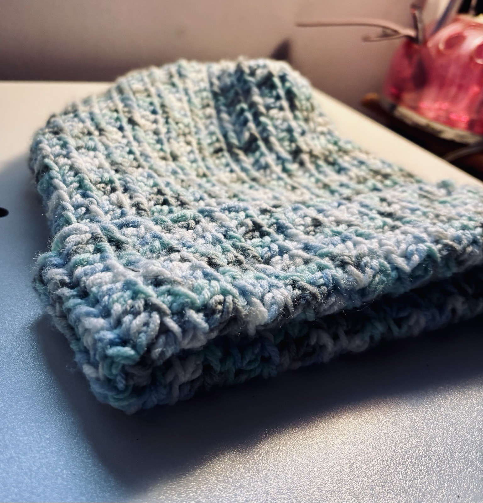 pack of 3! Handmade Knitted Beanies Adult Size Pastel Purple Blue Multicolor