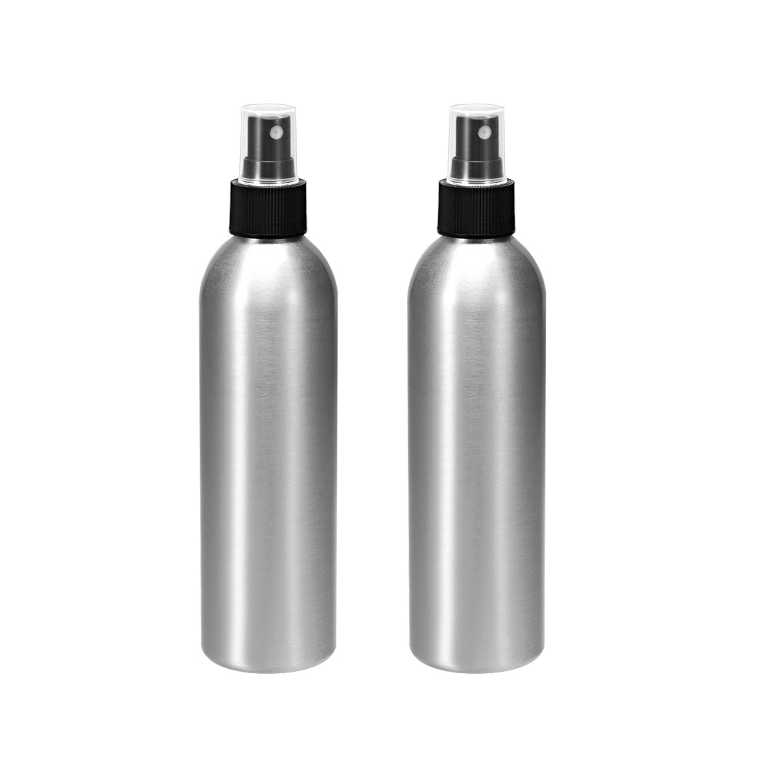 2pcs 8.5oz/250ml Aluminium Spray Bottle with Black Sprayer Refillable Container