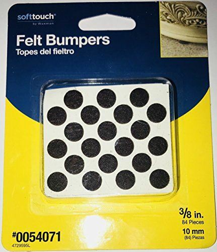 Waxman 3/8” inch Brown Felt Furniture Bumper Pads, 84 Pieces