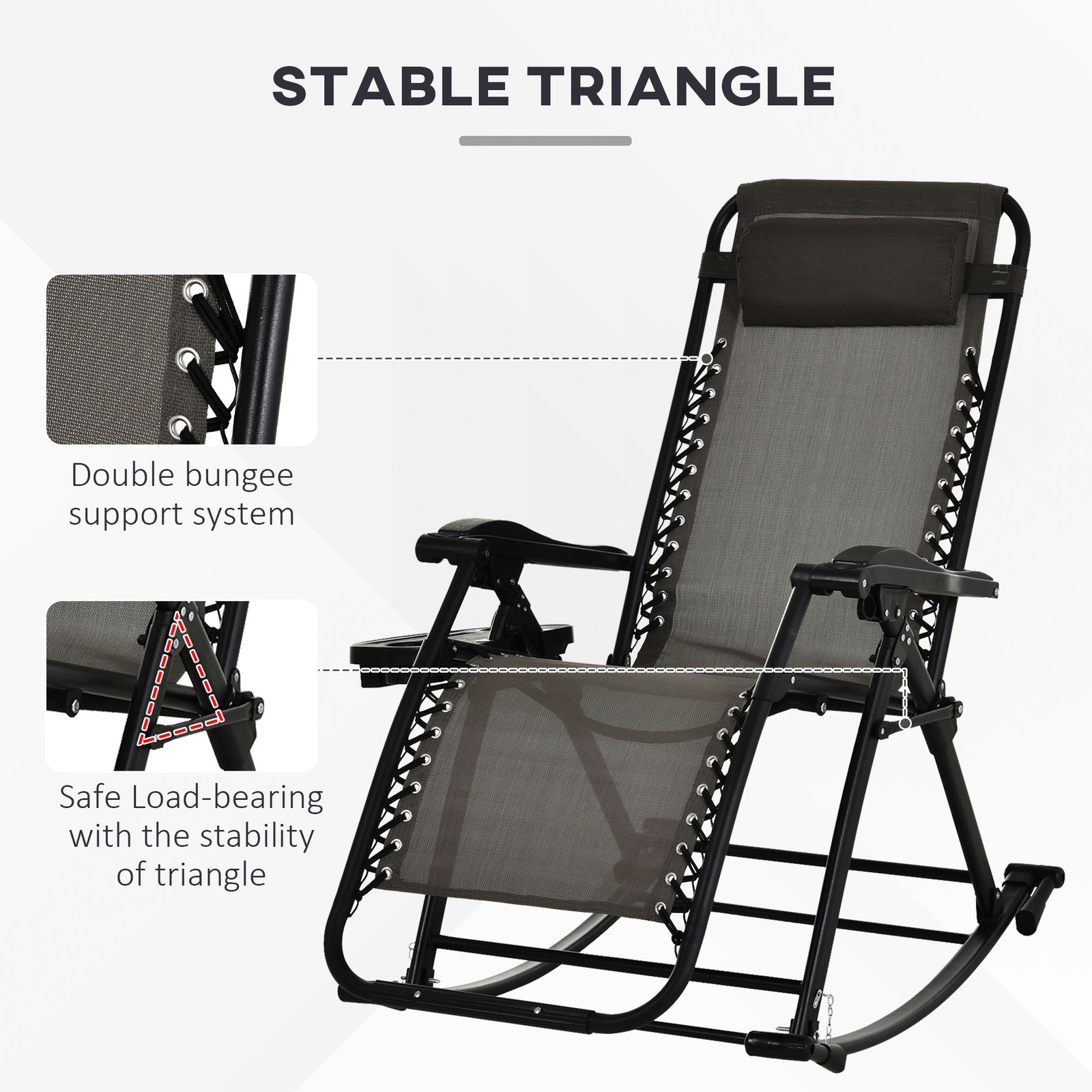 Reclining Lounge Zero Gravity Weightless Feel Double Bungee Support System