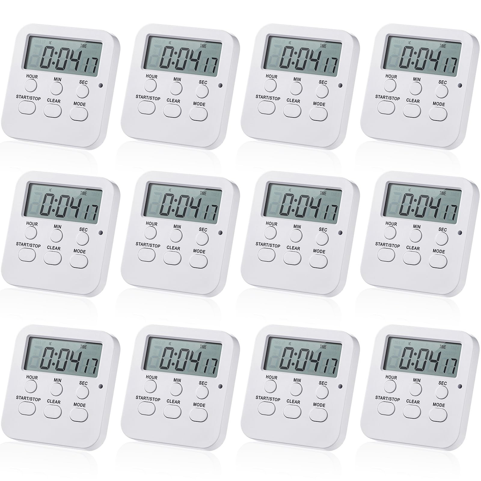 12 Pcs Digital Kitchen Magnetic Timer Bulk Classroom Count up Countdown Timer...