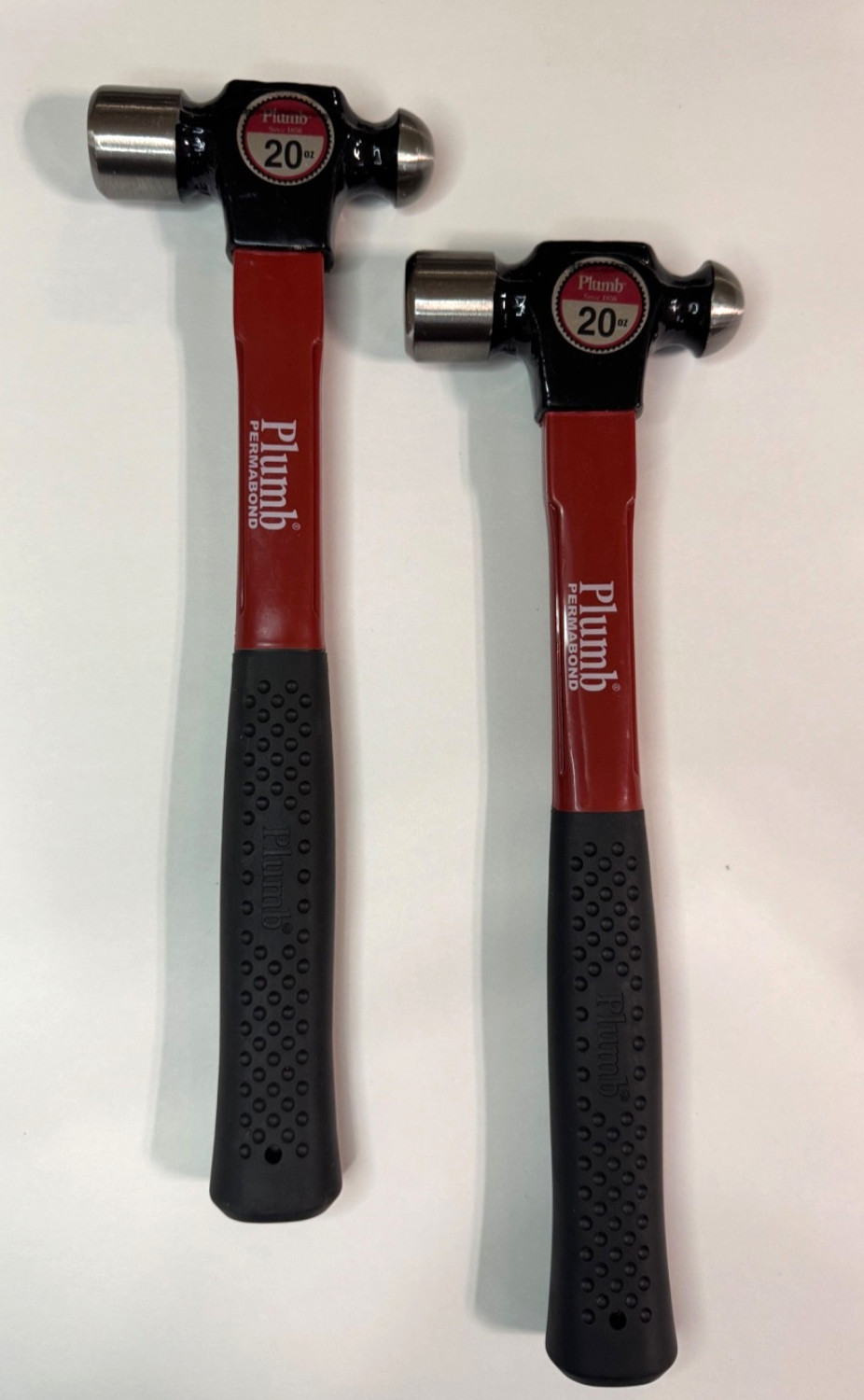 Set of 2 Plumb 20oz Ball Peen (Pein) Hammer Fiberglass Handle New Old Stock