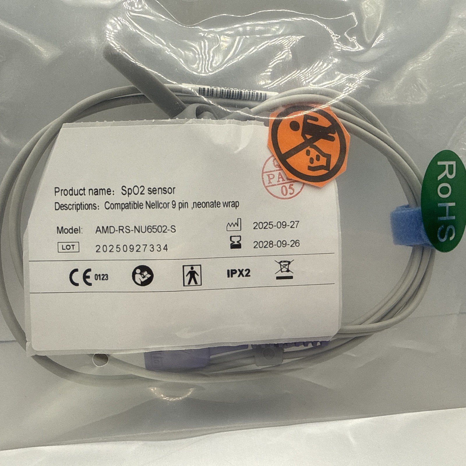 Nellcor Oximax Compatible Neonatal SPO2 Finger Wrap Pulse Oximetry Sensor 9 Pin