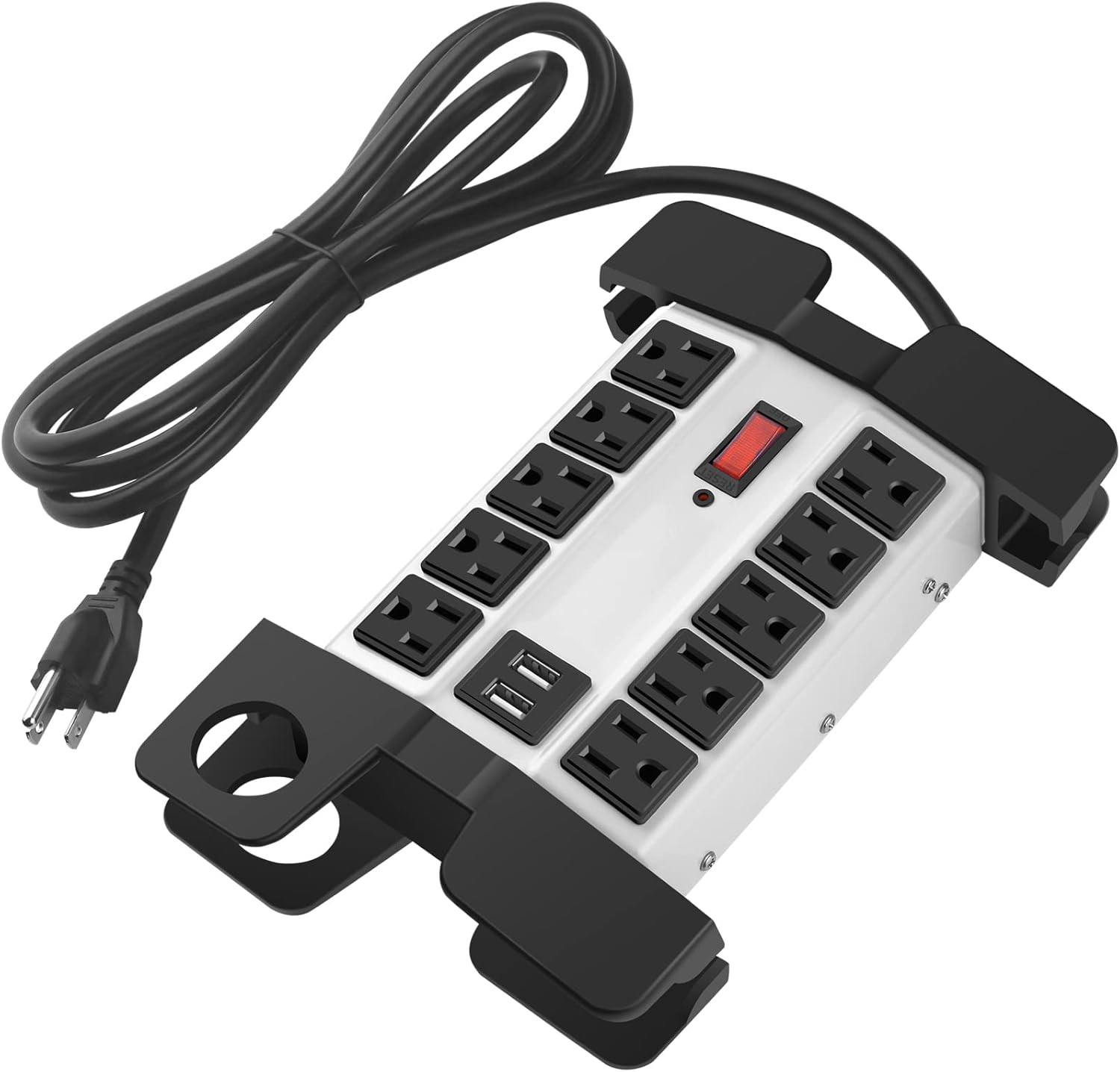 Heavy Duty Power Strip with USB Ports, Garage 10 Outlets Surge Protector 2700 Jo
