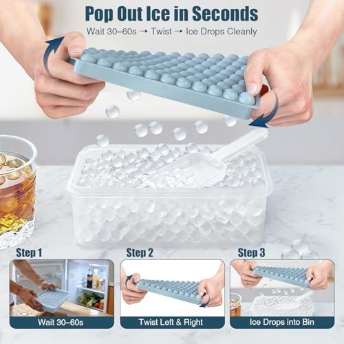 Mini Ice Cube Trays, 0.55” Tiny Pebble Ice for Iced Coffee & 2Pack/0.55In Blue