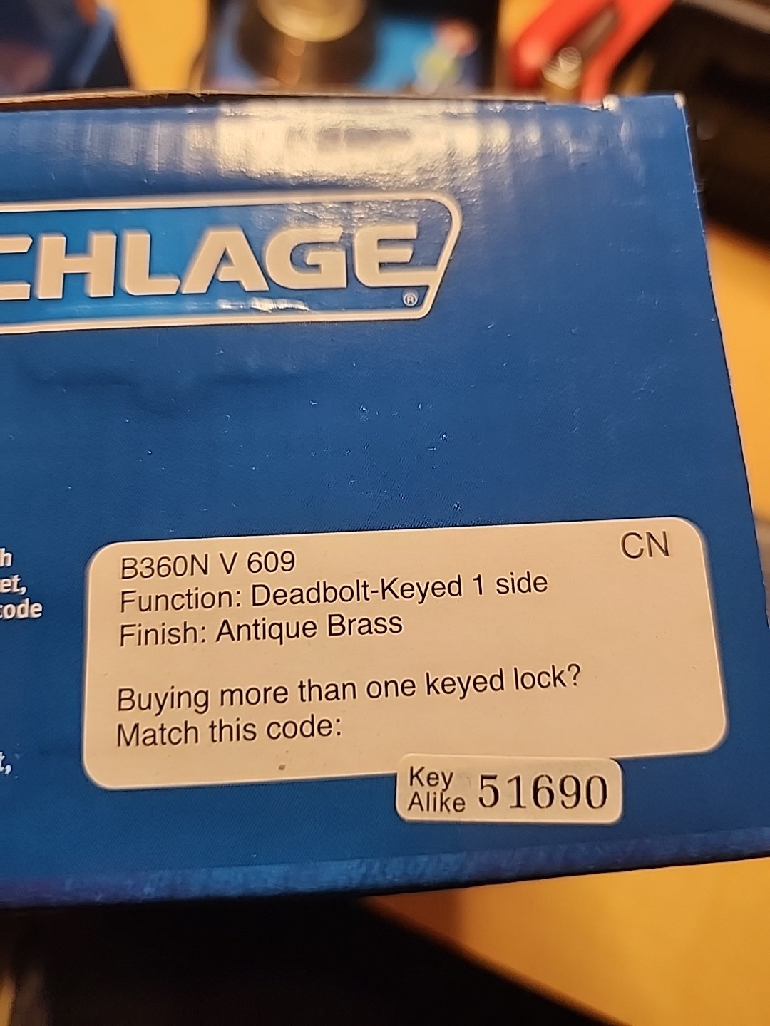 Schlage B360n V 609 Single Cylinder Deabolt With 2 Keys