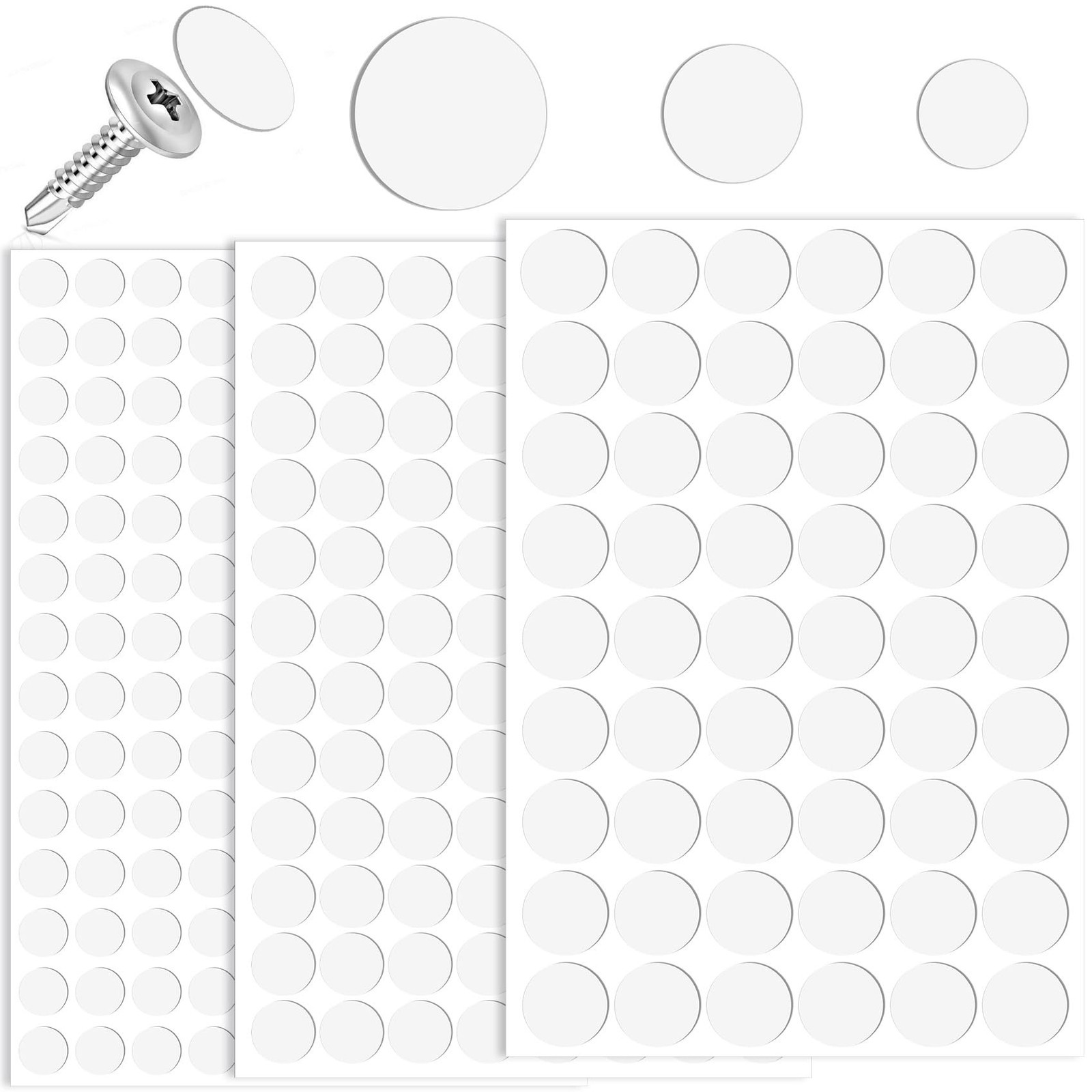290PCS Self-Adhesive Screw Hole Sticker, White PVC Screw Cover Caps, 12/15/21...