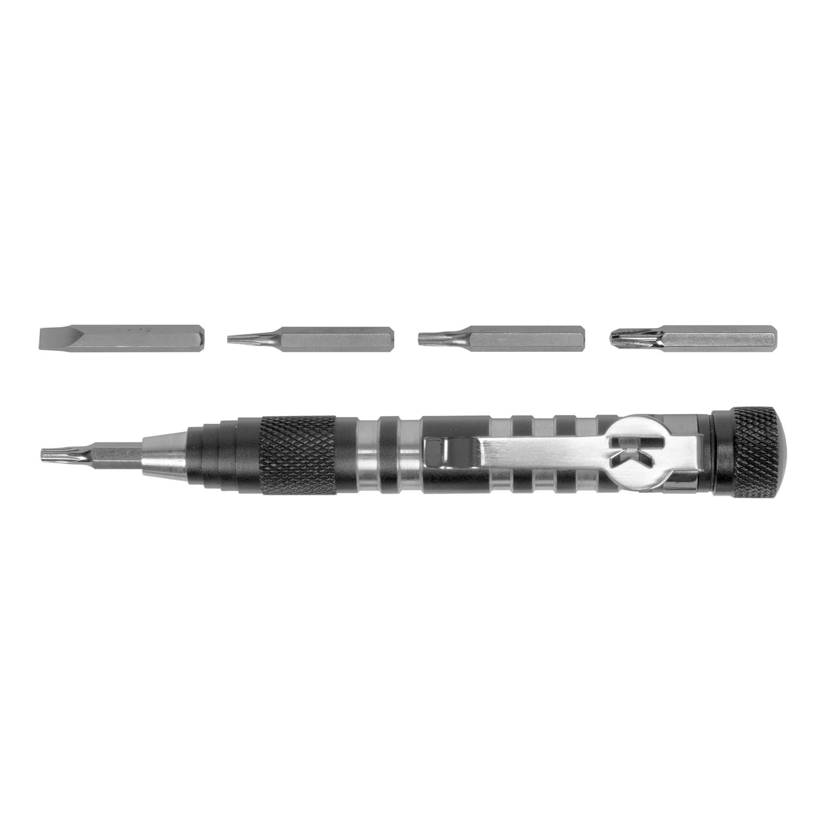 Kershaw TX TOOL 4.8" Adjustable Tool w/T6 T8 T10 Phillips & Slotted Bits BLK/SLV
