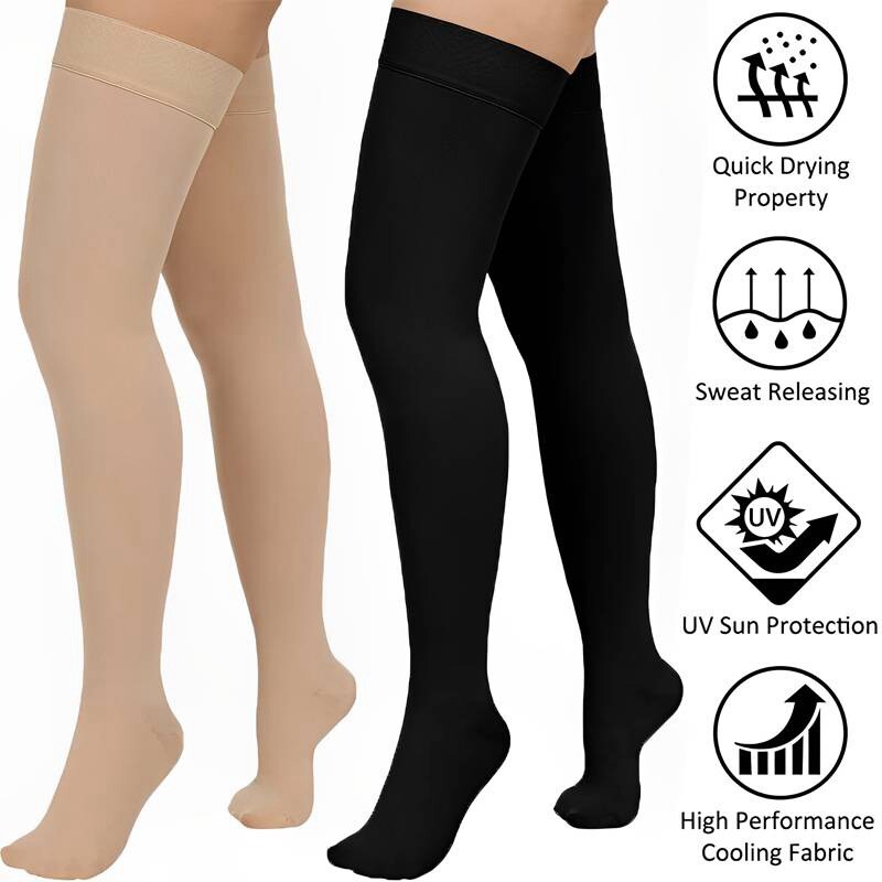 Compression Stockings Thigh High for Women Men 30-40 mmhg Graduated Compression