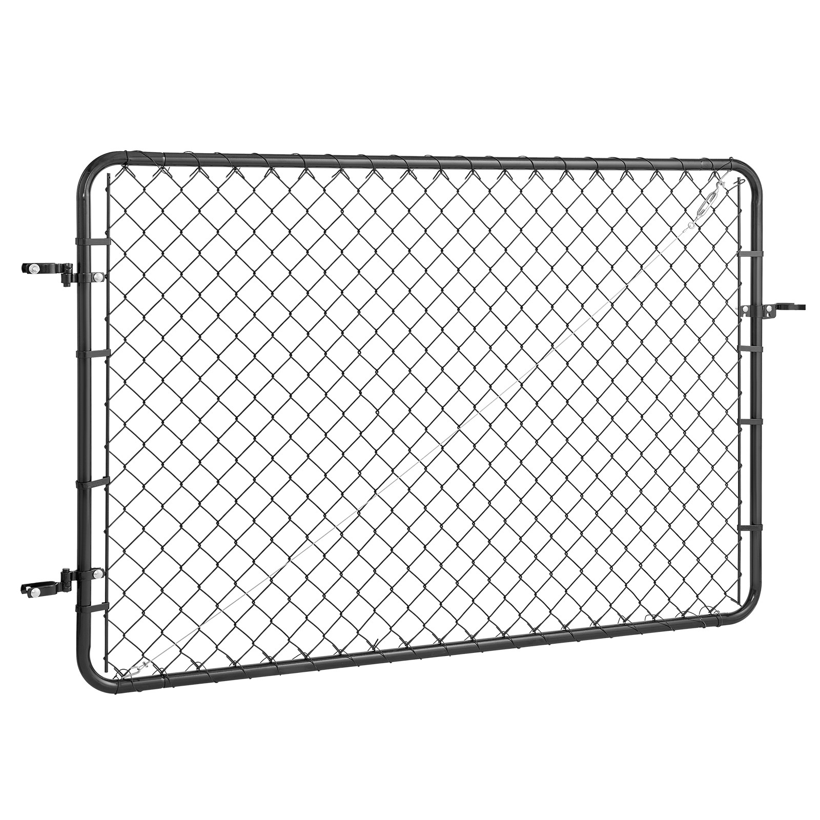 Black Chain Link Fence Gate Adjustable for 2.2-6 ft Yard Openings, Quick Install