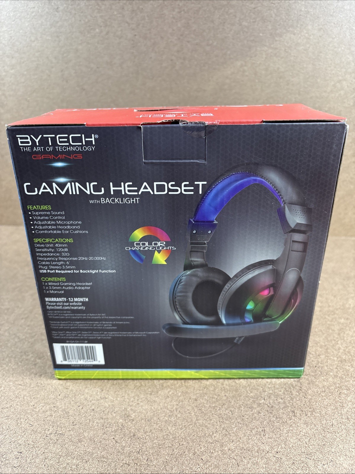 BYTECH Gaming Headset with Backlight 3.5MM Adjustable Volume & Headband NEW!