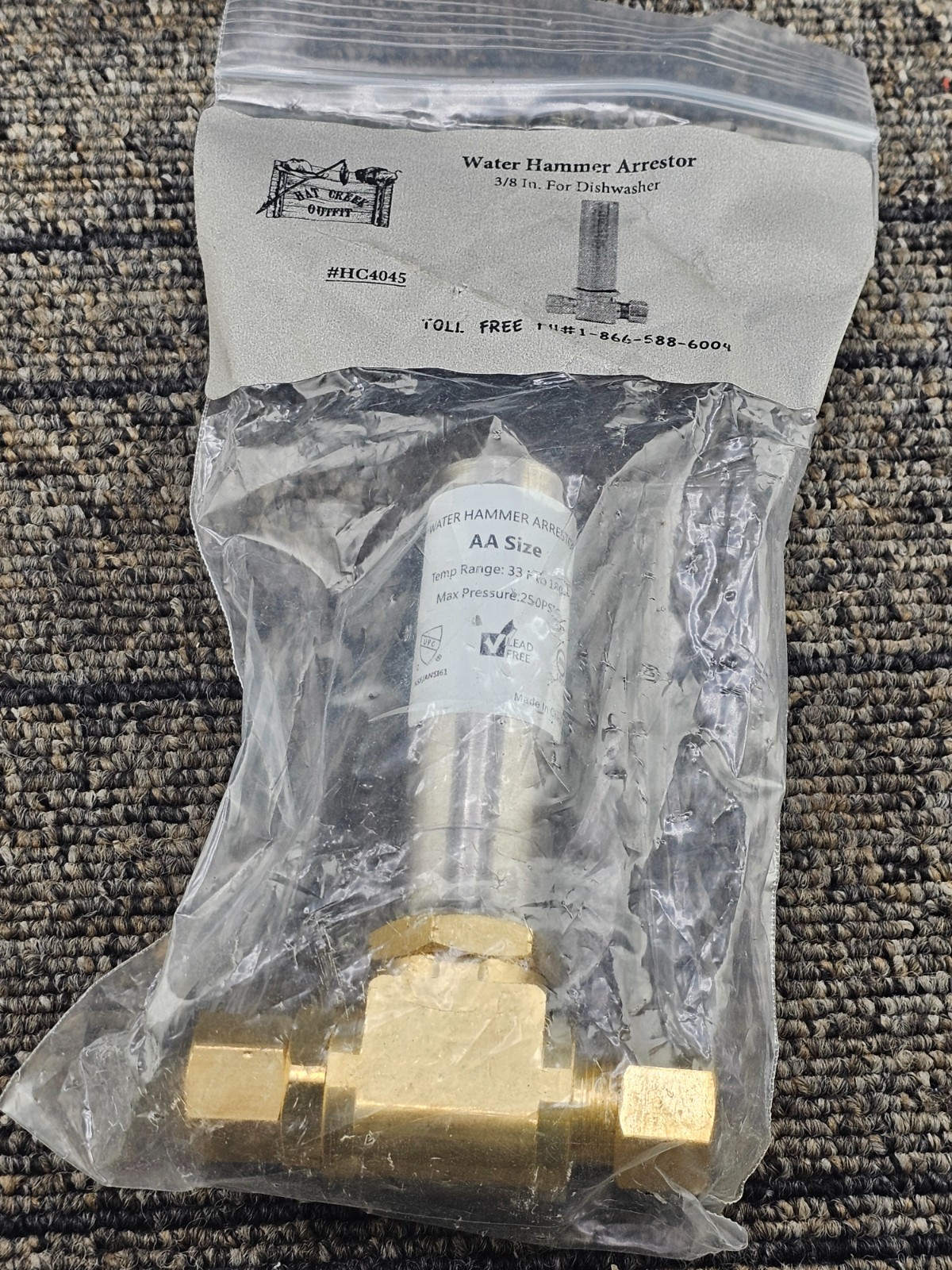 (QTY 5) Hat Creek Outfit HC4045 Water Hammer Arrestor 3/8" for Dishwasher