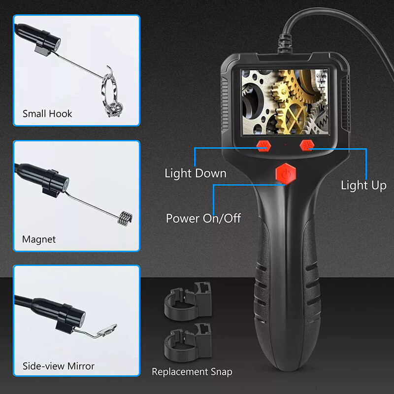 6.6FT/2M Handheld Endoscope 2.4" Screen 5.5mm Inspection Camera Borescope Tools