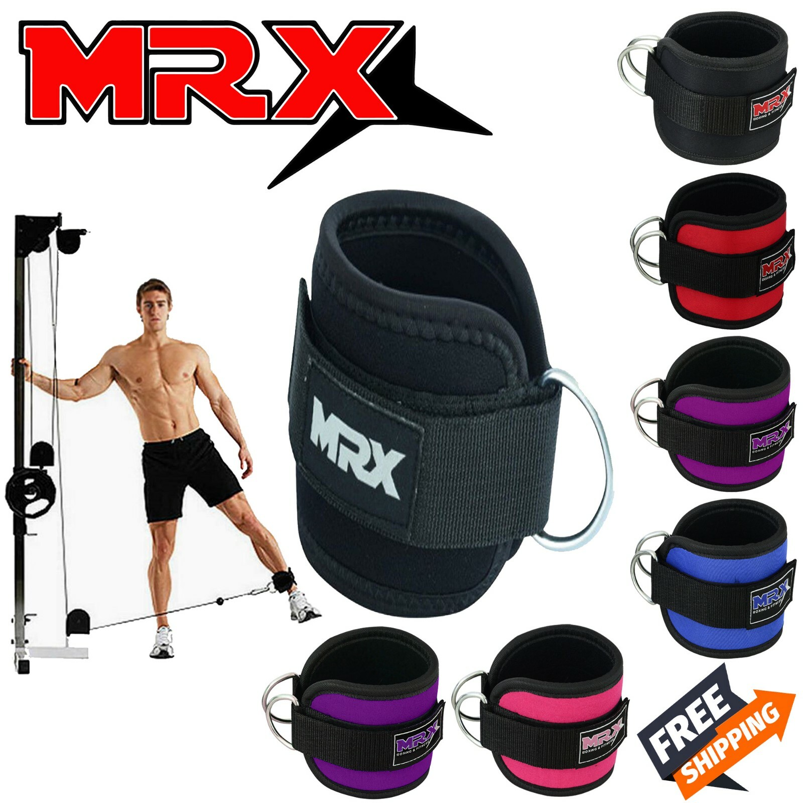 MRX Ankle D Ring Strap 1 PC Thigh Pulley Cable Weight Lifting Padded Anklet Cuff