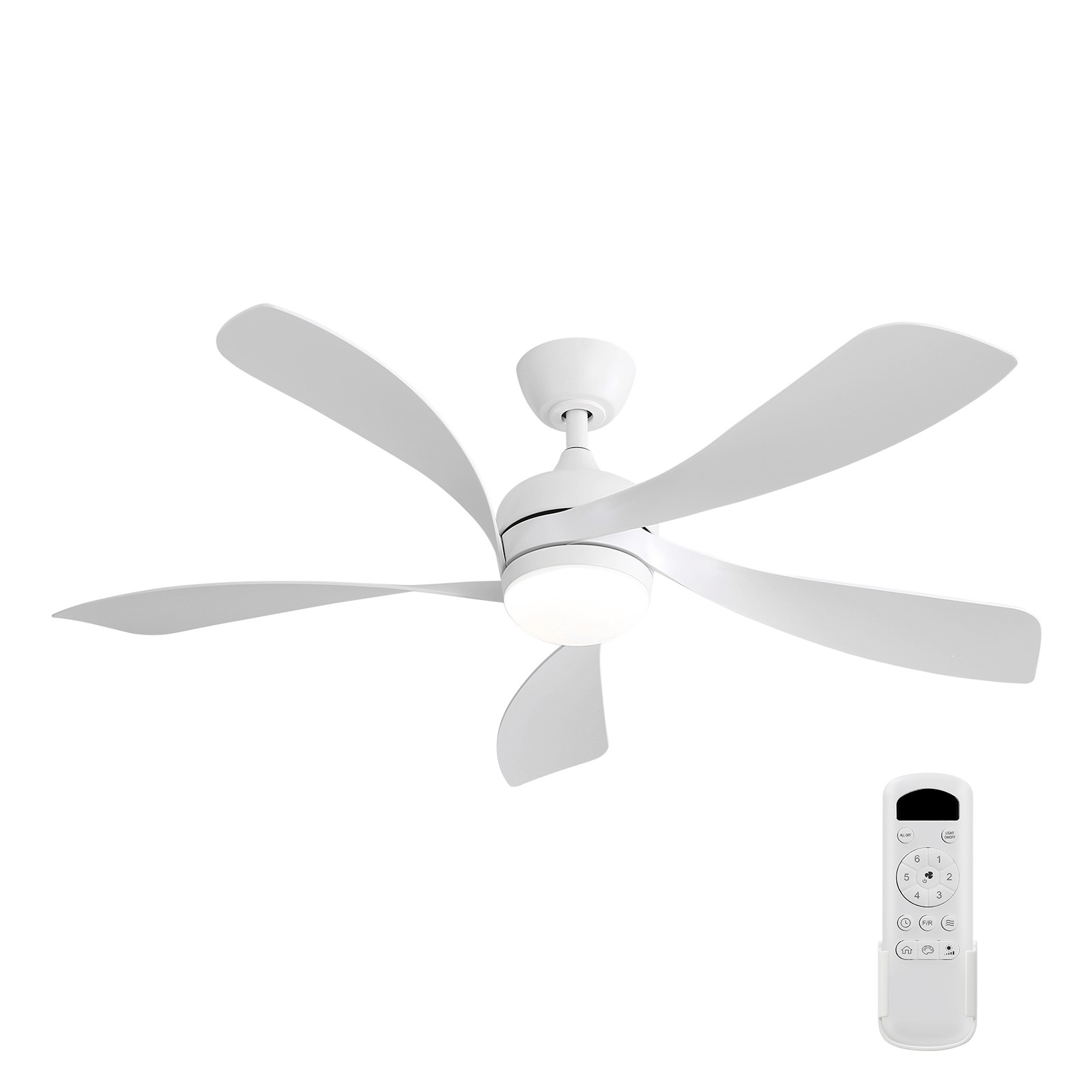 52" Indoor Ceiling Fan 3 Color Dimmable 5 ABS Blades Remote Control For Bedroom