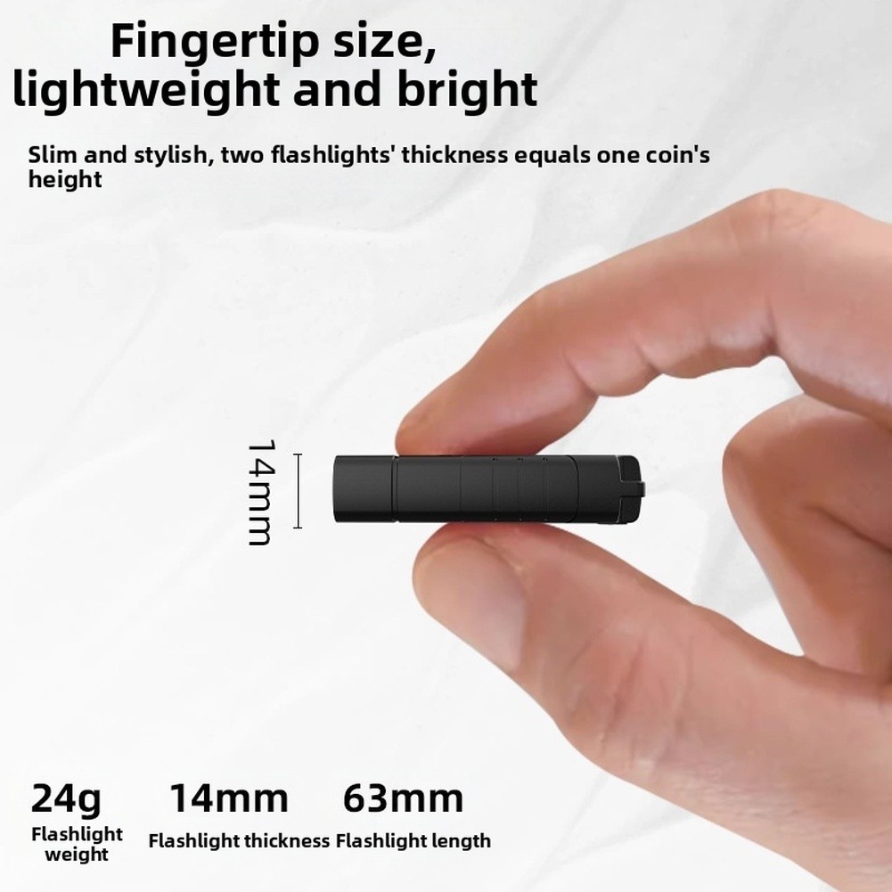 Dual Core LED For MINI Keychain Flashlight Rechargeable Type C 200 meters Range