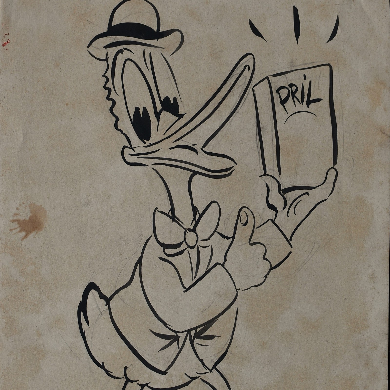 Max Otto Ente Pril Werbung Zeichnung Entwurf Thompson Werke unsign 1950er Jahre
