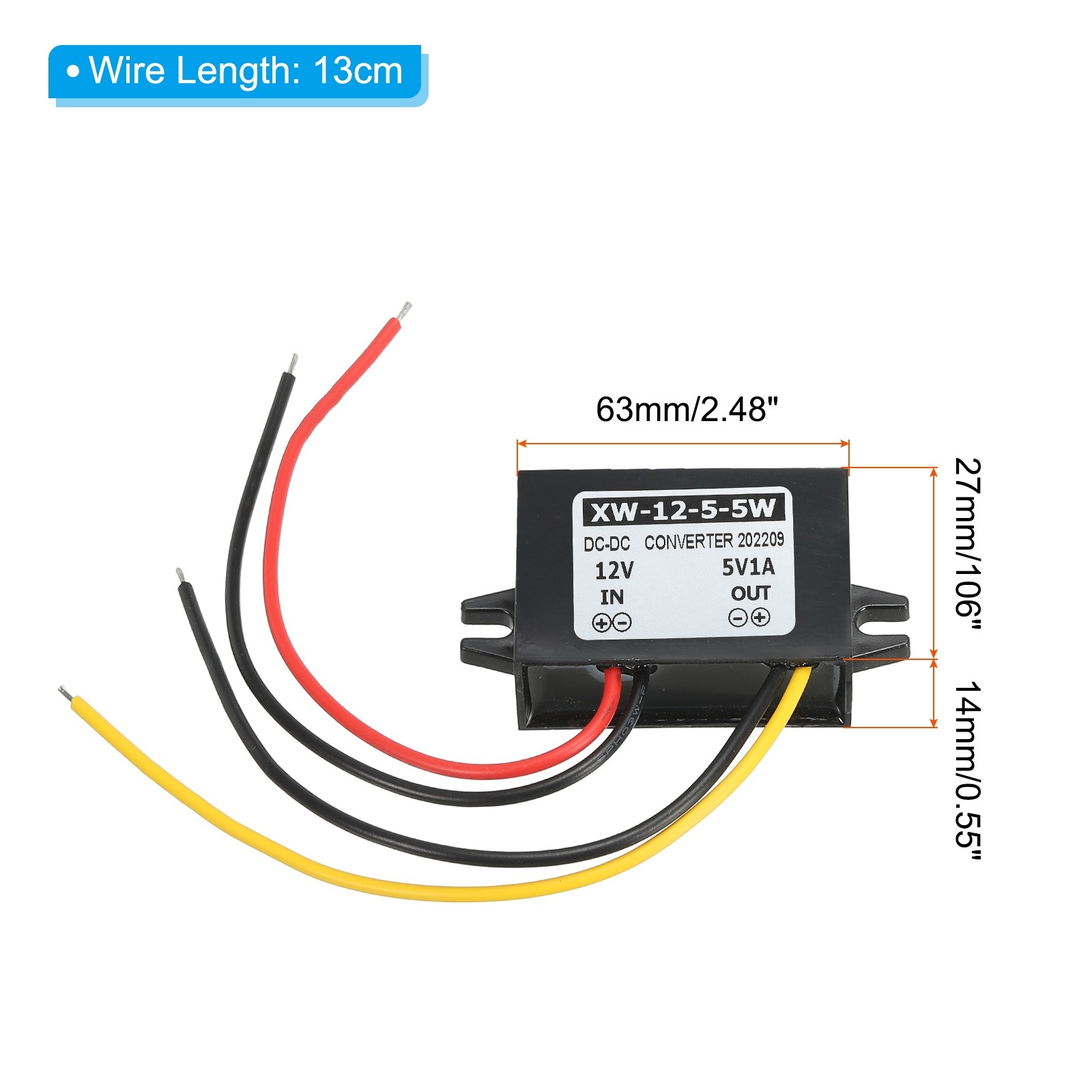 DC 12V to DC 5V 1A 5W Power Converter Regulator Plastic Shell for LED System