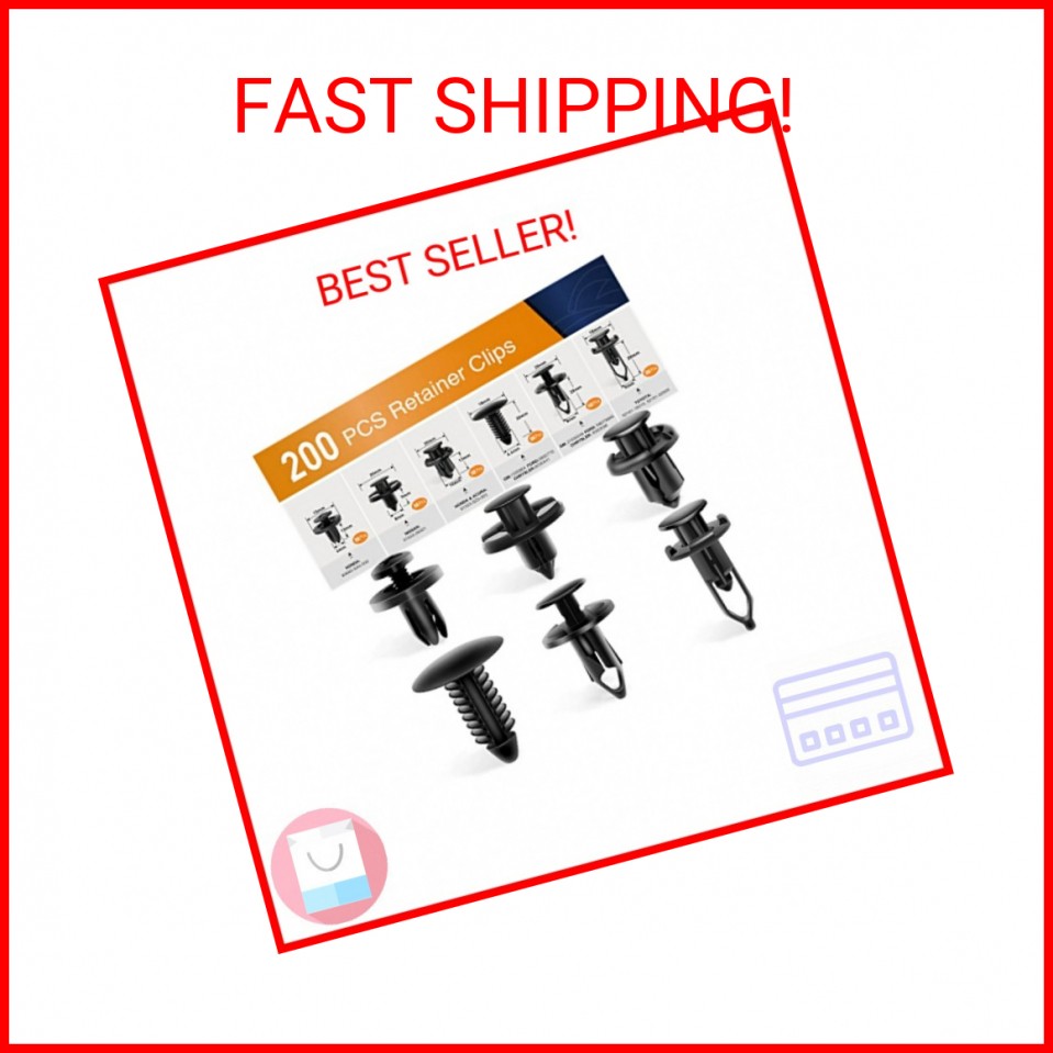 GOOACC Universal Plastic Fender Clips,200 Pcs Push Bumper Fastener Rivet Clips w