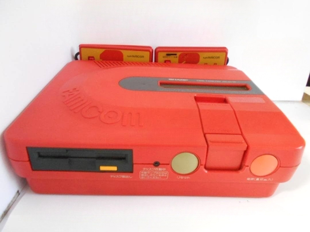 Sharp Twin Famicom AN-500-R Red Console Tested Maintained w/ Adapter AV