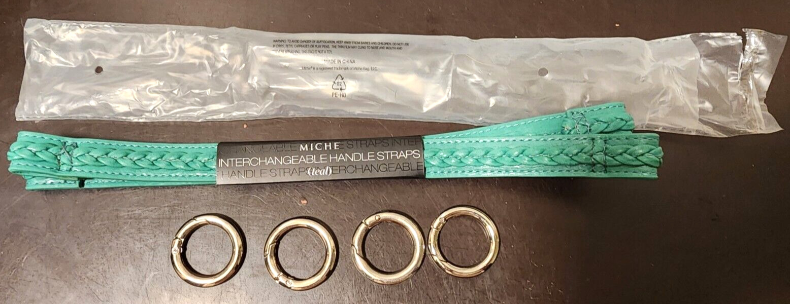 NEW - MICHE - Teal Interchangeabe Handles - 12 inch - w/4 silver carabiners