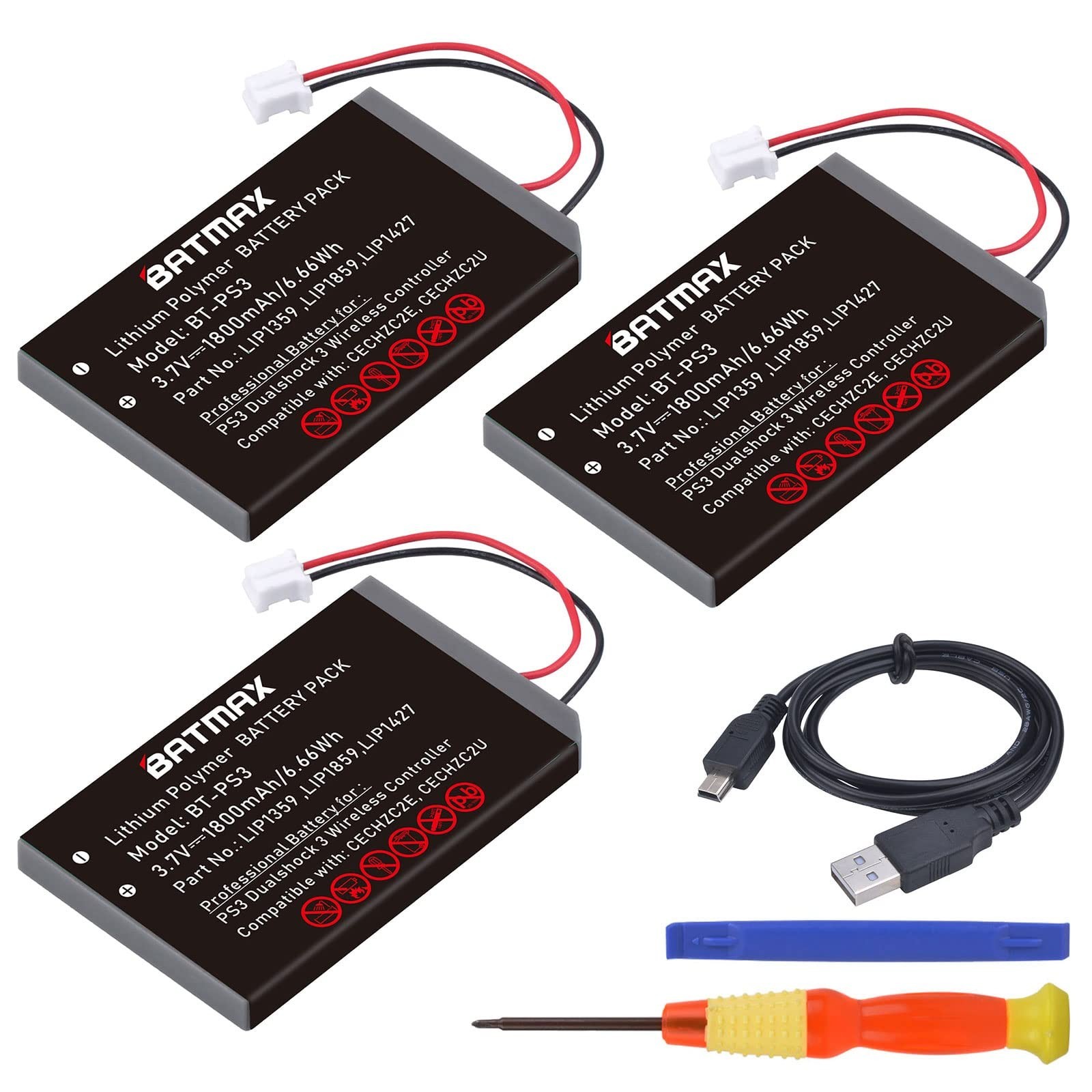 3Pcs 1800Mah LIP1359 Battery Replacement for Sony PS3 Playstation 3 Sixaxis Dual