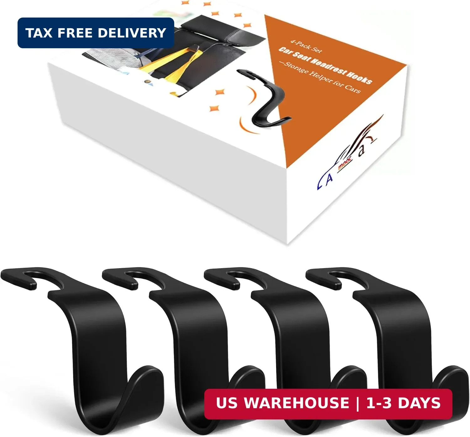 Car Seat Headrest Hook 4 Pack Hanger Storage Organizer Universal for Handbag Pur