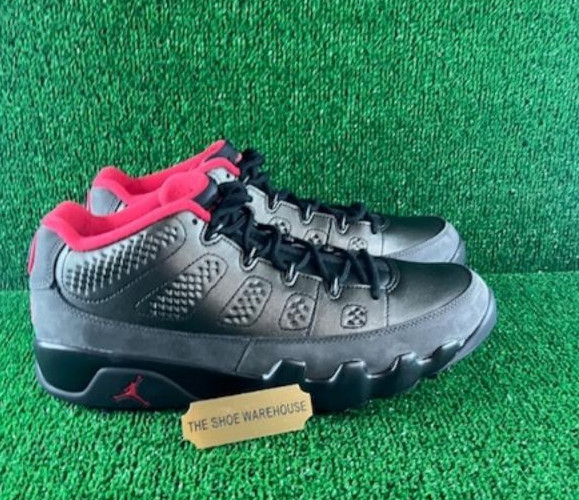 Men Nike  Air Jordan 9 Retro Low Golf Charcoal Black/Red Cleat FJ5934-002 Sz 9.5
