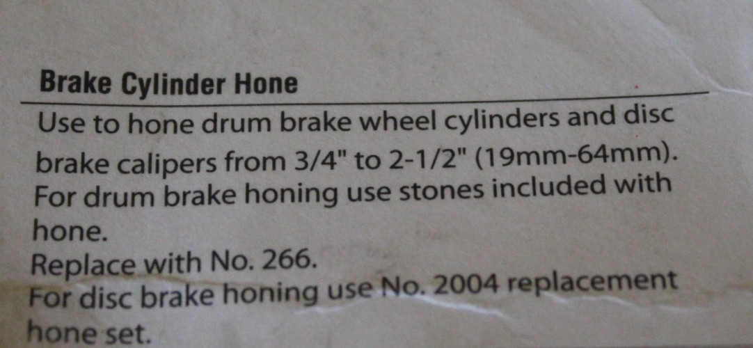 KD TOOL 265 BRAKE CYLINDER HONE
