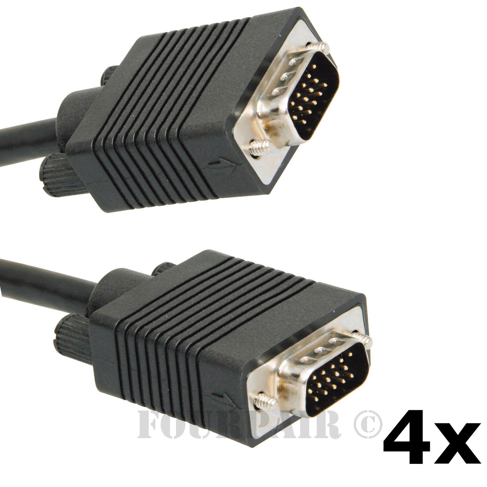 4 Pack Heavy Duty 6ft VGA SVGA Video Cable Cord Male to Male PC Laptop Monitor
